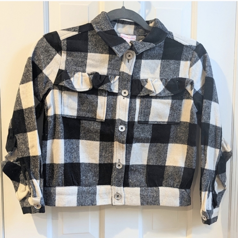 Design History Jacket buffalo plaid black and white fall‎ size Med